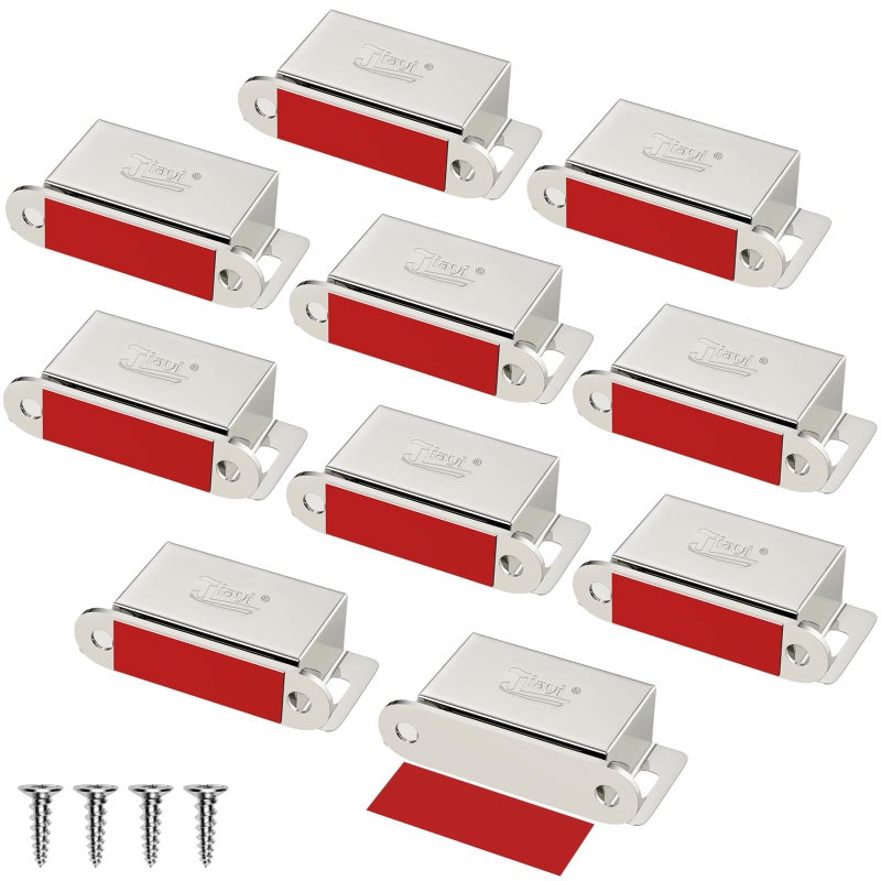 Jiayi Magnetic Cabinet Magnet Closure Jiayi 10 Pack Drawer Magnetic Latch 30 lbs Cupboard Latch Magnet Cabinet Door Catch Heavy Duty Kitchen Cabinet Magnetic Catch Closet Door Magnetic Catch - Image 1